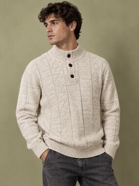 Southern Pines Men’s 100% Cotton Mock Neck Sweater – Size XL